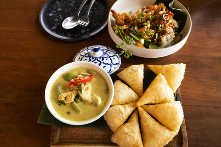 辣椒 亚洲 甜的 菜单 咖喱 泰语 午餐 自制 美味的 泰国