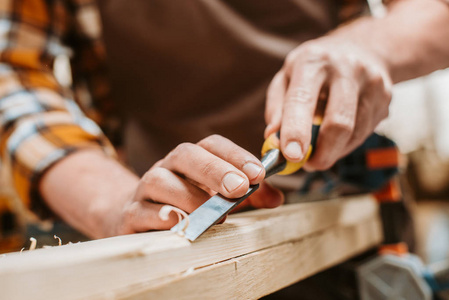 男人 工艺 职业 木制品 工具 持有 凿子 木板 不规则剪裁