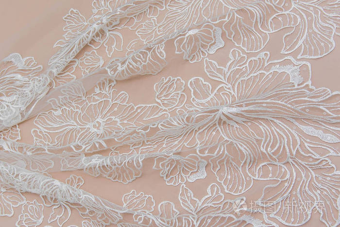 纹理蕾丝面料.白底花边工作室.纱或线制成的薄织物.