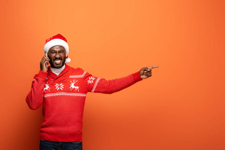 幸福 非洲裔美国人 男人 冬天 假日 招呼 圣诞节 庆祝