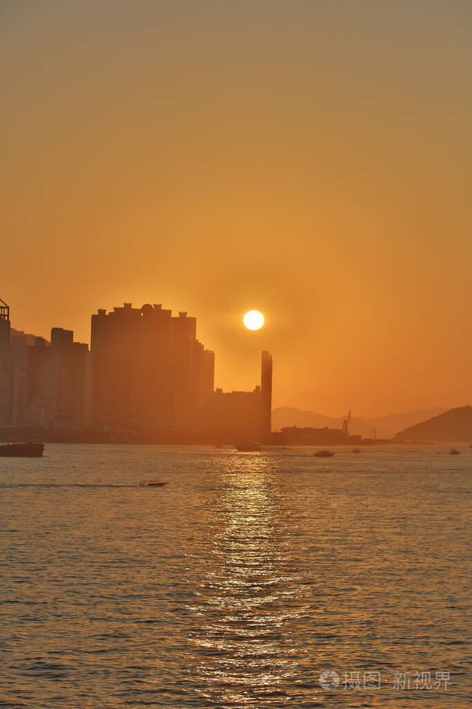 Beautiful colorful sunset in sulpur cannel ,hong kong city 