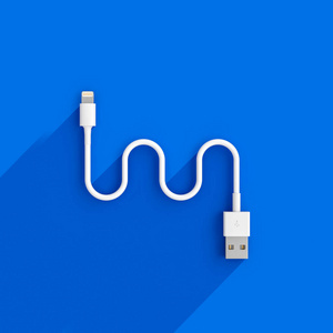 3d render image of a usb cable on blue background 