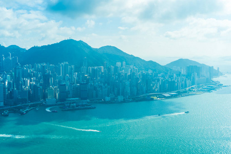 Beautiful architecture building exterior cityscape of hong kong 