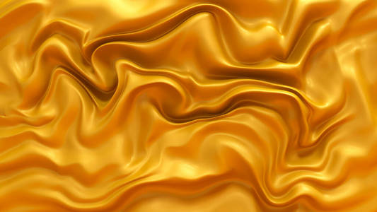 金黄色织物窗帘背景。3d插图，3d ren