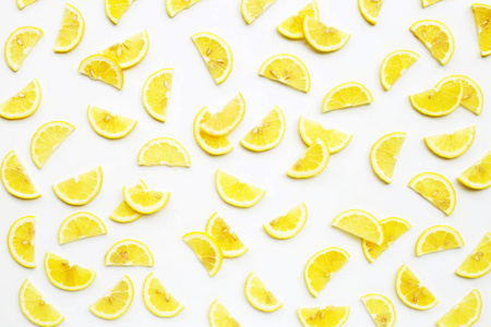 Fresh lemon  slices on white background. 