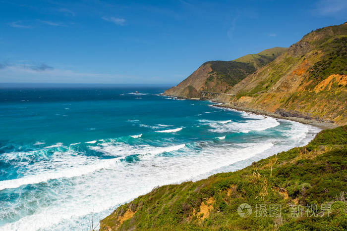 大苏尔地区的太平洋海岸和海洋美国加州景观