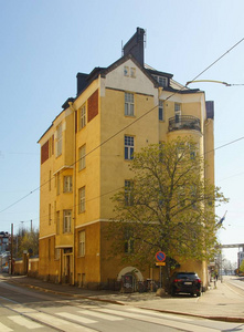 赫尔辛基街头的新艺术街角建筑图片