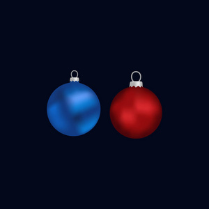 逼真的圣诞和新年树玩具。一套球。孤立的背景。矢量图。