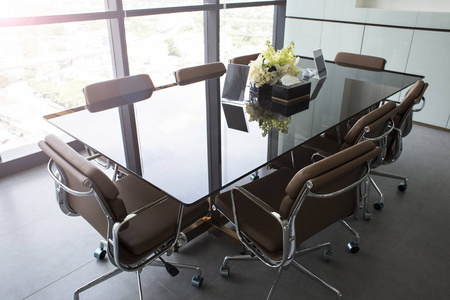 Empty meeting room,Modern  Interior equipment and city vie