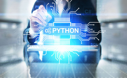 Python高级编程语言。虚拟屏幕上的应用和web开发概念。