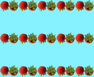 蓝色背景的新鲜草莓图案