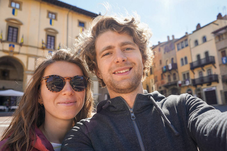 Young couple doing selfie. Travel. 