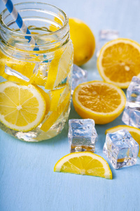 Refreshing  cold water with lemon 