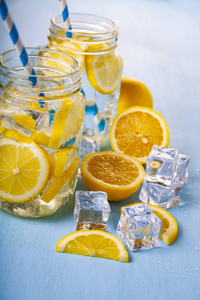 Refreshing  cold water with lemon 