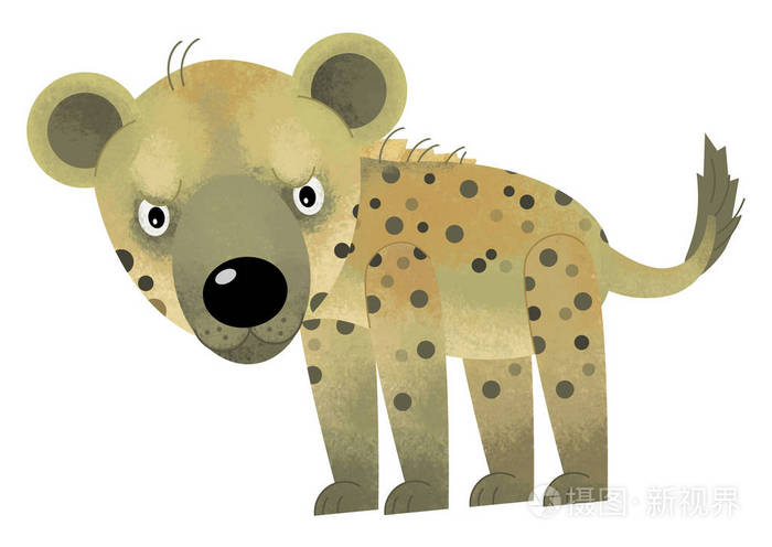 白色背景鬣狗卡通场景儿童插画