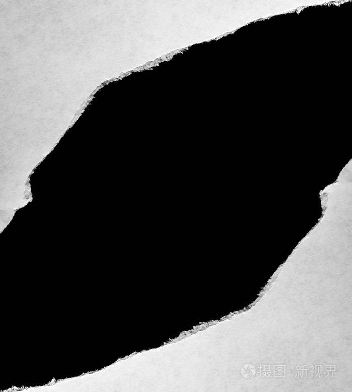 白纸撕破边缘内有黑色隔离背景