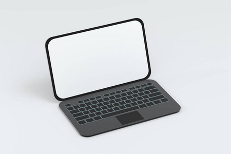 白色背景笔记本电脑，技术概念，3d渲染。