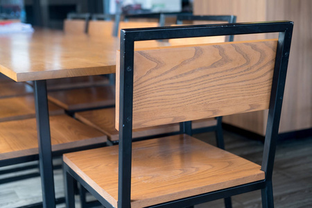 Wood table and chair in cafe coffee shop 