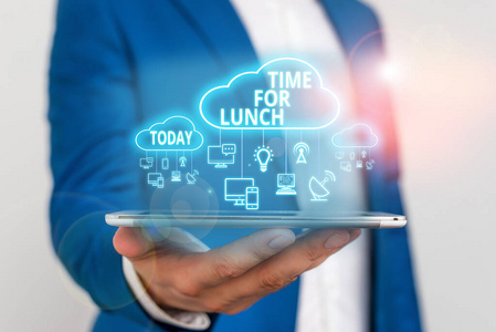 概念性手写，显示午餐时间。商务图片文字时刻下班休息吃饭放松吃喝休息。