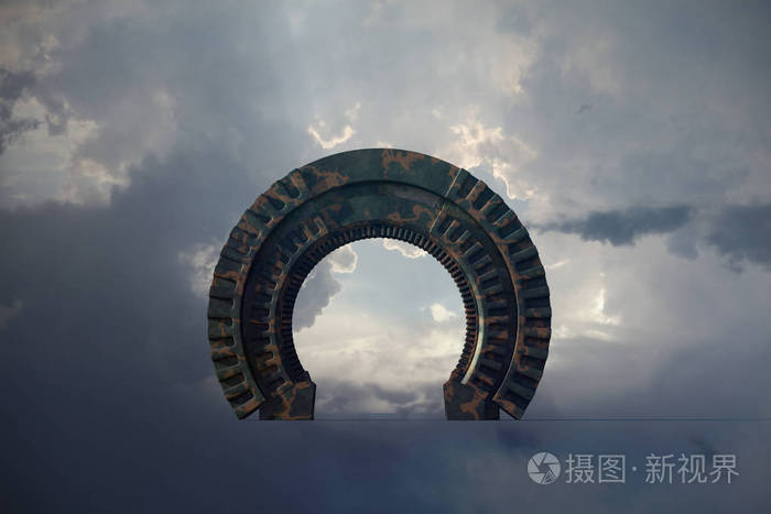 进入另一个世界的空间门三维渲染