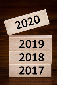 wooden cube with flip over block 2019 to 2020 word. Resolution, 