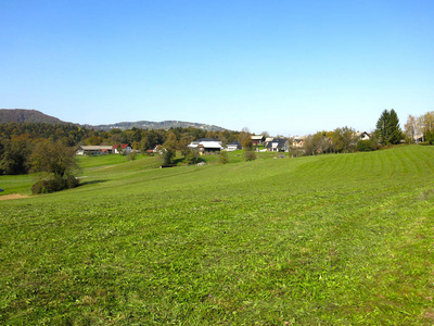 全景图 牧场 农场 小山 乡村 天空 草地 领域 地平线