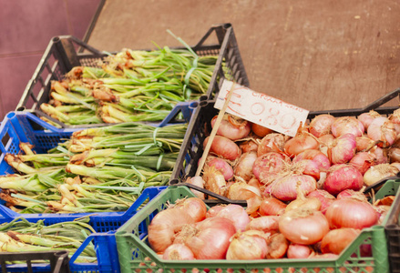 Various colorful fresh vegetables in the fruit market, Catania, 