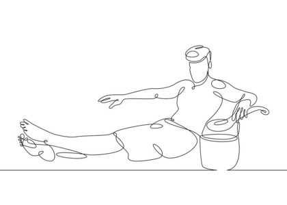 单人在桑拿房,蒸汽房,淋浴间画的一条连续的线.照片