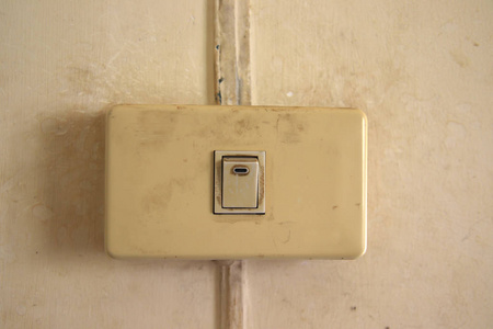 Old Single white light switch on wall,old Single Electrical on o