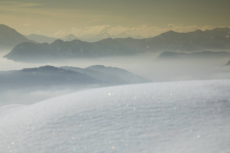 Mountains and winter space for your text 