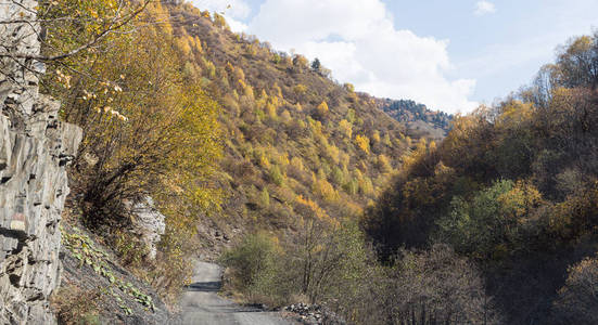 格鲁吉亚山区斯瓦内提山脉之间的山路