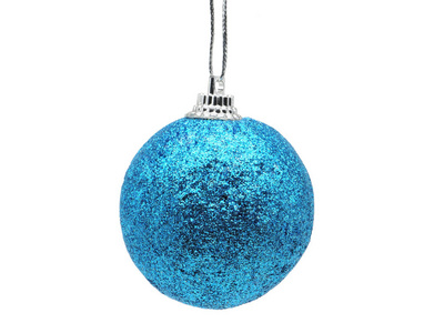 圣诞和新年的球，蓝色闪亮的白色背景