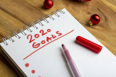 2020 Goals. Creative inscription 2020 Goals written in noteboo