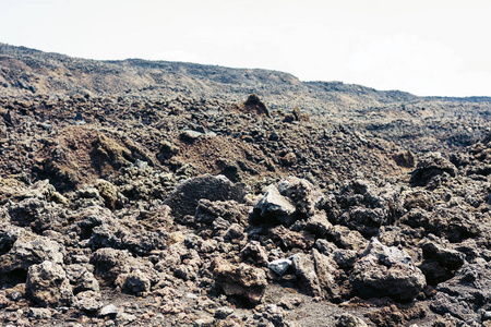 Lava on Mount Etna, active volcano on the east coast of Sicily, 