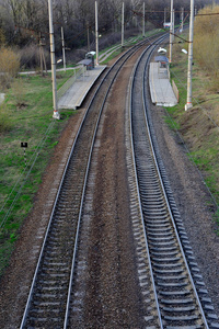 Empty railroad, top view from the bridge