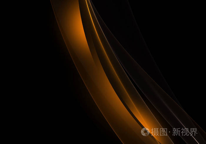 抽象背景波黑色和橙色抽象背景墙纸或名片