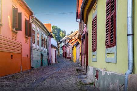 old streets with colorful houses 