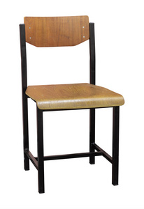 白色背景上隔离的木质座椅的金属椅子