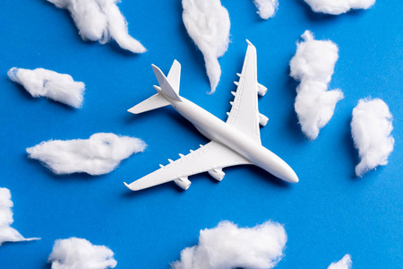 在线机票和旅游概念的飞机模型图片