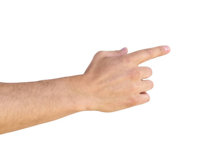 Empty man hand sign isolated on white background. 