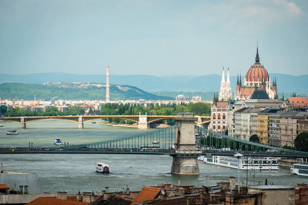 布达佩斯城市景观，匈牙利国会大厦和多瑙河，匈牙利