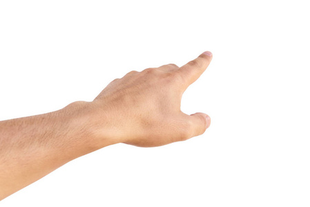 Empty man hand sign isolated on white background. 