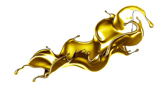 粘稠液体一滴粘稠的金色液体.三维插图,三维渲染.照片