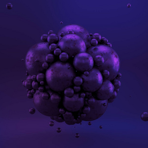 紫色几何背景球。3d插图，3d格式