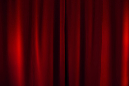 红色幕布。遮光窗帘的背景。
