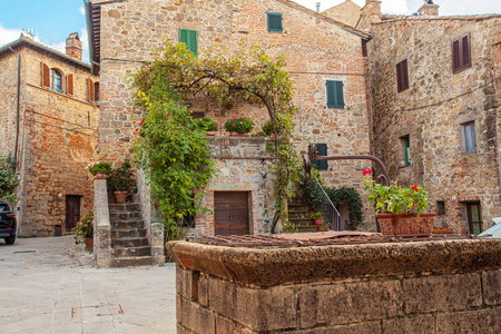 Tuscan Medieval Village Monticchiello Tuscany Italy 