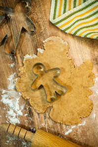 厨房 特写镜头 饼干 切割机 圣诞节 准备 切割 甜的 庆祝