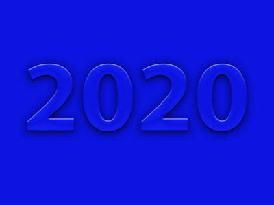 蓝色背景的2020年蓝色3d数字