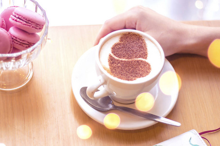 芳香 杯子 咖啡馆 浓缩咖啡 桌子 牛奶 早餐 泡沫