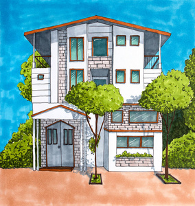 手绘插图草图.照片